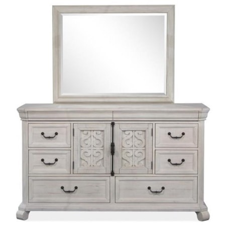 Dresser and Mirror Set