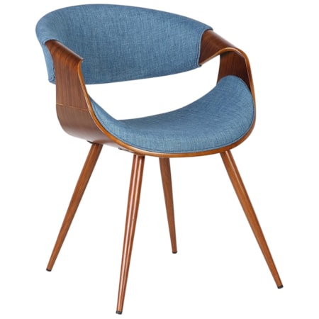 Mid-Century Dining Chair in Blue Fabric