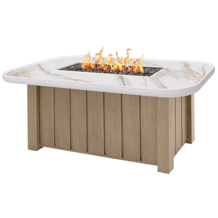 56" Rect. Stone-Top Fire Pit Table
