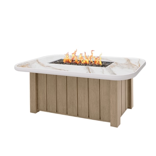 Trevi+Aspen 56" Rectangular Sintered Stone-Top Fire Pit Table