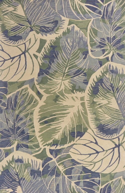 5'6" Blue/Green Silhoutte Round Rug