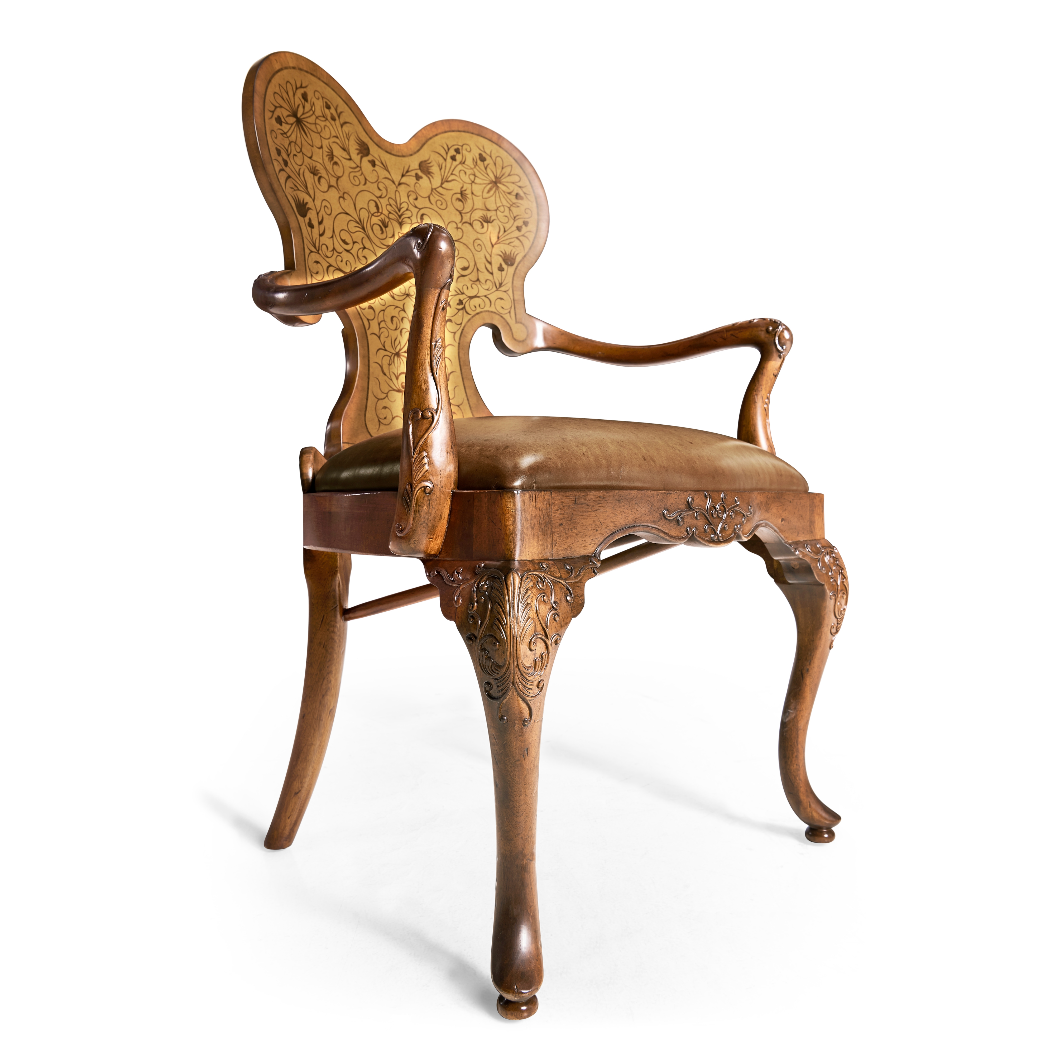 Seaweed Marquetry Arm Chair