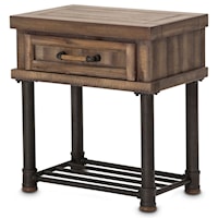 Rustic Single Drawer Side Table with Velvet-lined Drawer