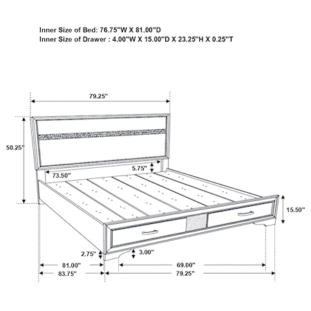 Wood King Storage Panel Bed