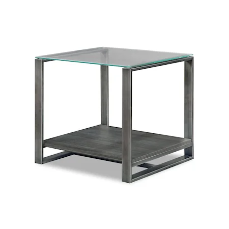 Contemporary End Table with Glass Top