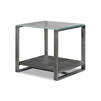 Contemporary End Table with Glass Top