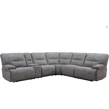 Casual Sky 6-Piece Modular Power Reclining Sectional with Power Headrests and USB Pop-up