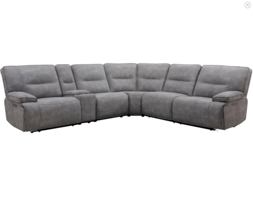 Casual Sky 6-Piece Modular Power Reclining Sectional with Power Headrests and USB Pop-up