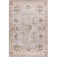 9'10" X 7'10" Light Grey Aubusson Area Rug