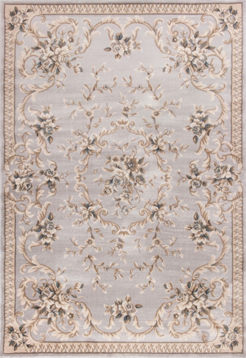 9'10" X 7'10" Light Grey Aubusson Area Rug