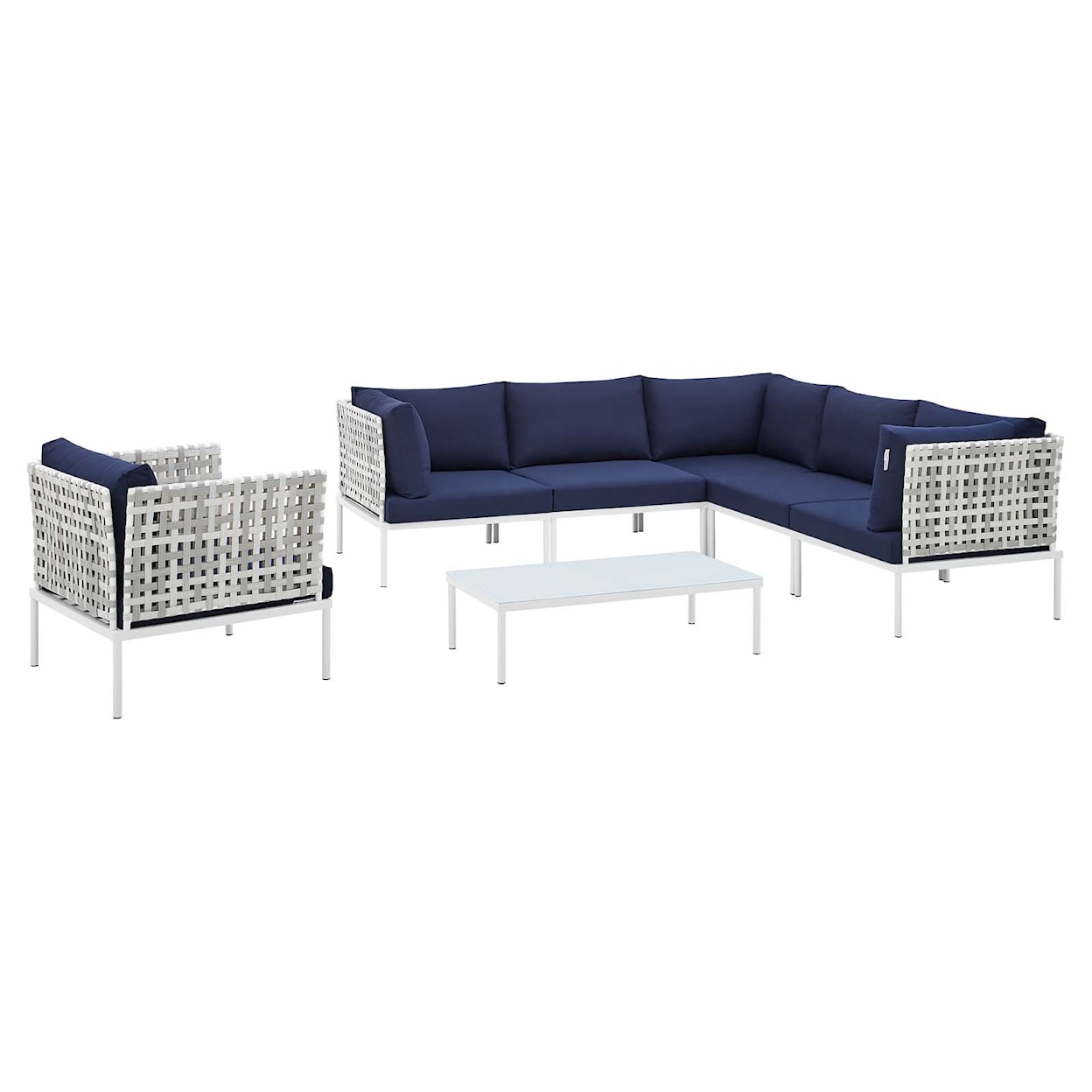 Modway Harmony Outdoor 7-Piece Aluminum Sectional Sofa Set