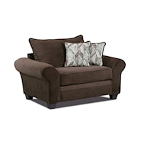 Transitional Chair & a Half with Loose Back Pillow - Chocolate