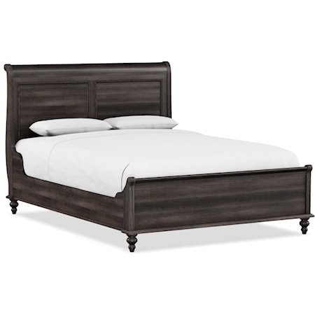 Traditional Queen Sleigh Bed with Low Footboard