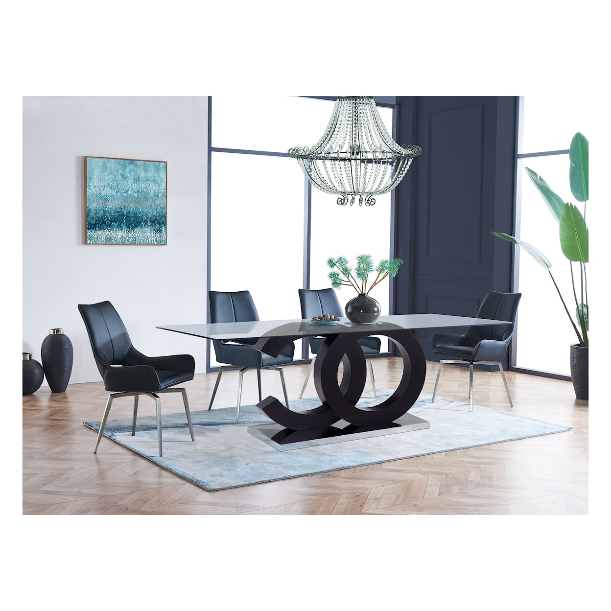 Global Furniture D2207DT Dining Table Set with 4 Dining Chairs