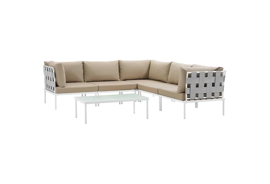 Harmony Outdoor 6 Piece Sectional Sofa Set by Modway at Value City Furniture