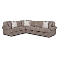 Casual Sectional Sofa with Rolled Armrests