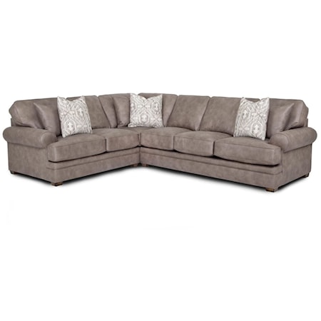 Casual Sectional Sofa with Rolled Armrests