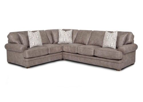 Casual Sectional Sofa with Rolled Armrests