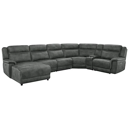 Contemporary 6-Piece Power Reclining Sectional with Power Headrests and Footrests