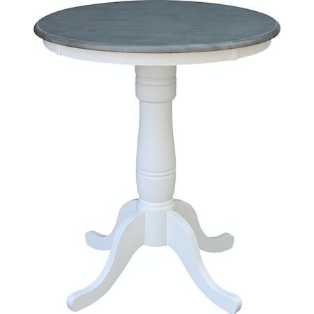 30'' Pedestal Table in Heather Gray/ White