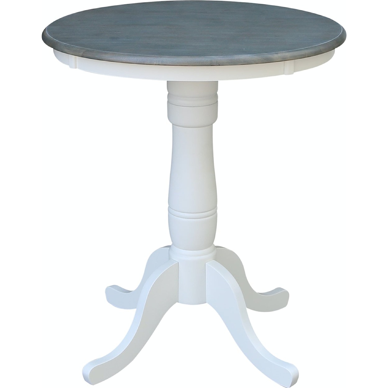 John Thomas Dining Essentials 30'' Pedestal Table in Heather Gray/ White