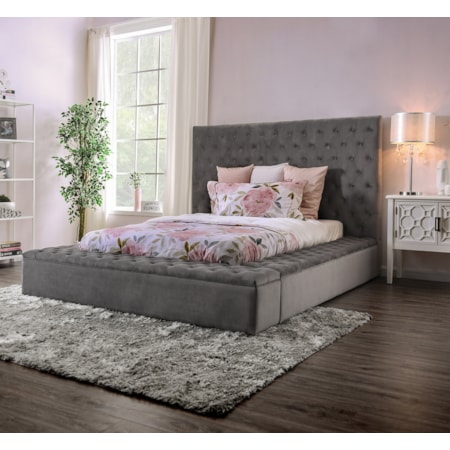 E.King Bed, Gray