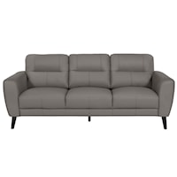 Mid-Century Modern Top Grain Leather Sofa