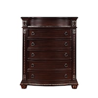 Traditional 5-Drawer Bedroom Chest with Lower Shelf