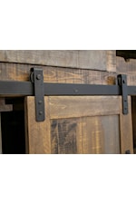 International Furniture Direct Loft Brown Rustic Bar with Sliding Barn Doors & Wine Bottle Rack