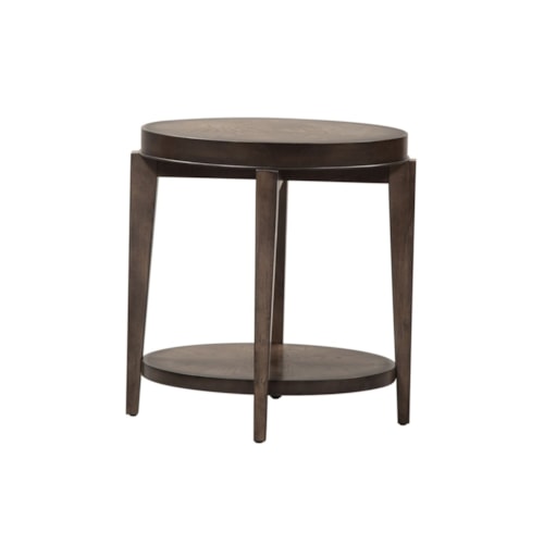 Contemporary Oval Chairside Table with Bottom Shelf