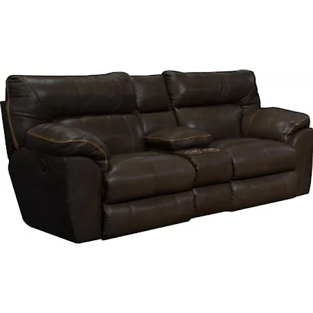 Power Lay Flat Reclining Console Loveseat