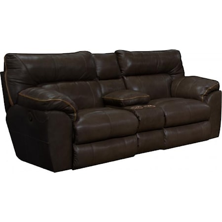 Power Lay Flat Reclining Console Loveseat