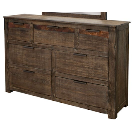 Rustic Dresser with 7 Drawers