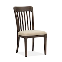 Traditional Upholstered Dining Side Chair with Slat Back