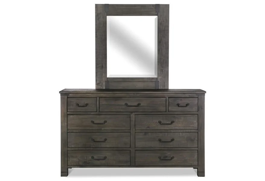 Abington Bedroom 9-Drawer Dresser and Mirror Set by Magnussen Home at Furniture and More