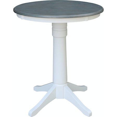 30'' Pedestal Table in Heather Gray/White