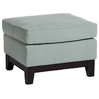 Contemporary Rectangular Ottoman with Exposed Wood Base