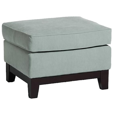 Contemporary Rectangular Ottoman with Exposed Wood Base