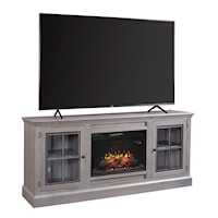Transitional 76" TV Console with Built-In Fireplace