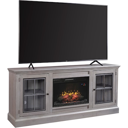 Transitional 76" TV Console with Built-In Fireplace