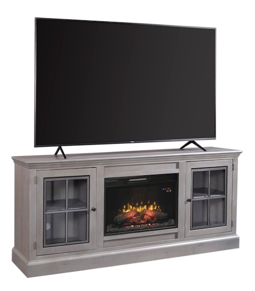 Transitional 76" TV Console with Built-In Fireplace