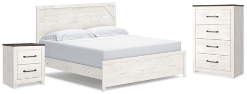 King Panel Bed, Chest And Nightstand