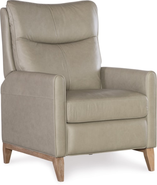 Contemporary Manual Push Back Recliner with Wood Legs