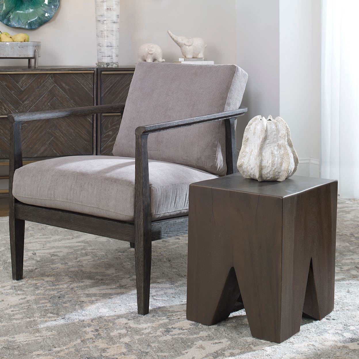 Uttermost Armin Armin Solid Wood Accent Stool