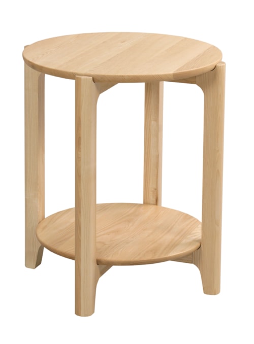 Transitional Round End Table with Shelf