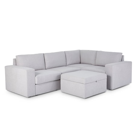 4-Seat Sectional Sofa and Storage Ottoman