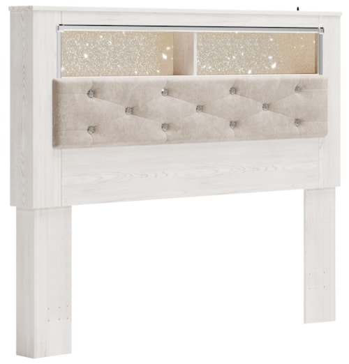Queen Upholstered Panel Bookcase Headboard