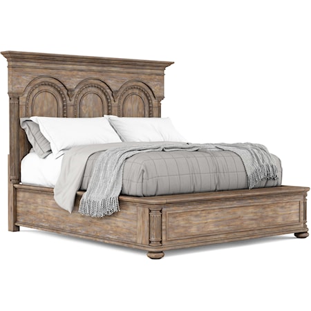 King Panel Bed with Storage Bench Footboard