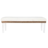 Brianna Faux Fur Accent Bench with Nailhead Trim -Snow