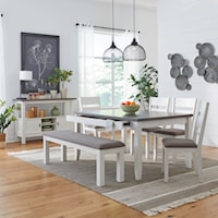 6-Piece Farmhouse Dining Set with Hidden Drawers